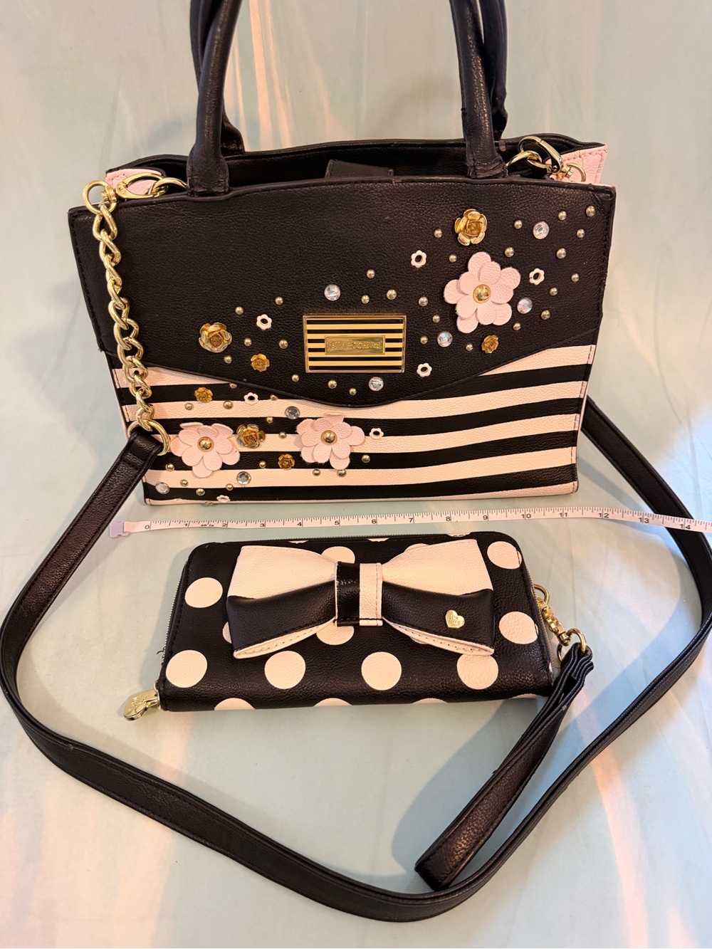 Betsey Johnson Flower crossbody purse & polkadot bow wallet